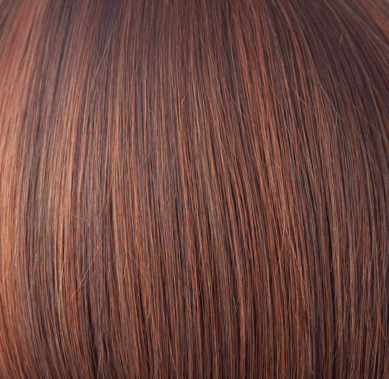 Chestnut. To make this color we have blended a multitude of medium brown red to make an unrivaled chestnut. Chesnut has a subtle twist of color blending slightly lighter towards the ends. It is understated, natural and complements all skin tones.