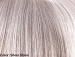 Silver Stone. This is color is a must-have silver tone. Silver Stone is natural and realistic with gradation starting as a silvery white and ends as a dark salt-and-pepper tone at the nape. Effortless beauty is achieved with this color!